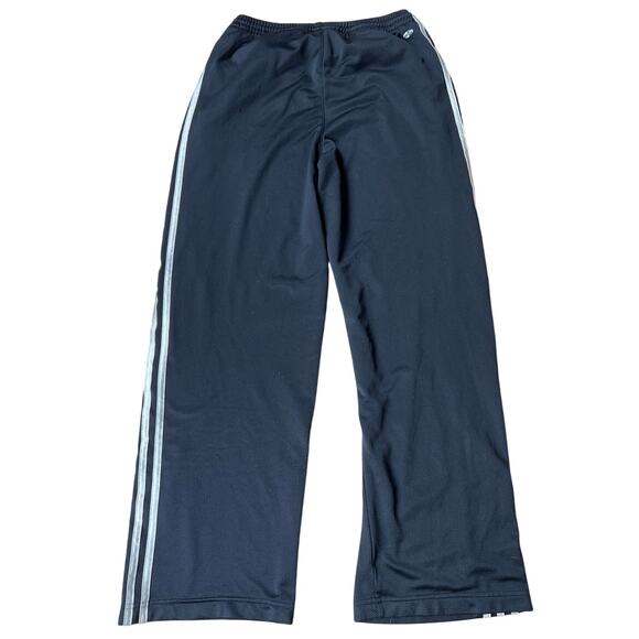 Adidas Black Track Sweatpants Wide Leg Bottoms Size XL Stripe - Picture 2 of 8